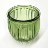 Green Ribbed Glass Tealight Holder