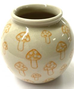 Orange Mushroom Print Mini Vase