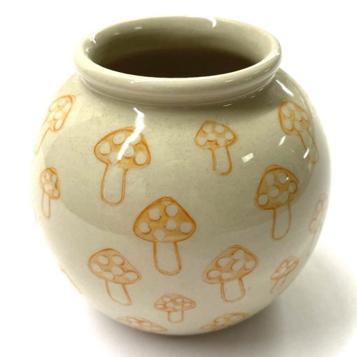 Orange Mushroom Print Mini Vase