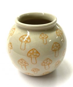 Orange Mushroom Print Mini Vase