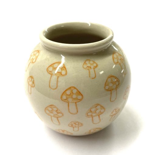 Orange Mushroom Print Mini Vase