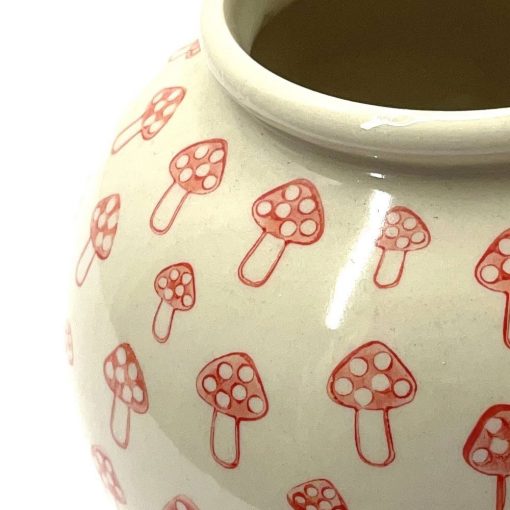 Red Mushroom Print Large Vase