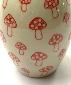 Red Mushroom Print Mini Vase