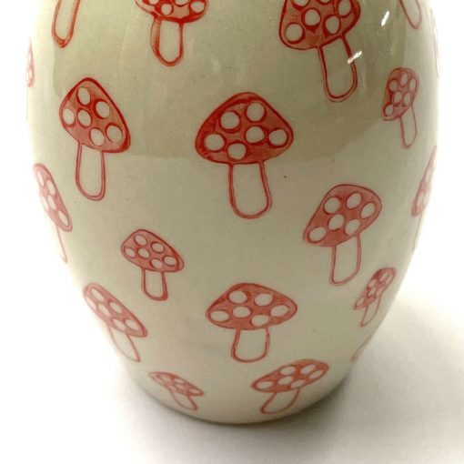 Red Mushroom Print Mini Vase