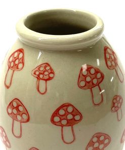 Red Mushroom Print Mini Vase