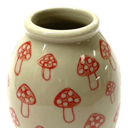 Red Mushroom Print Mini Vase