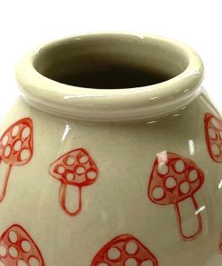 Red Mushroom Print Mini Vase