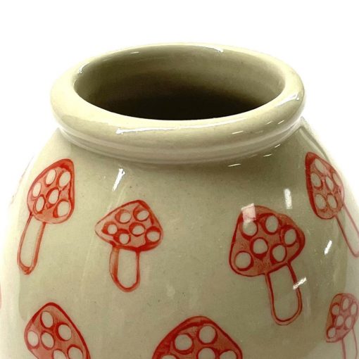 Red Mushroom Print Mini Vase