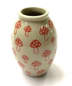 Red Mushroom Print Mini Vase