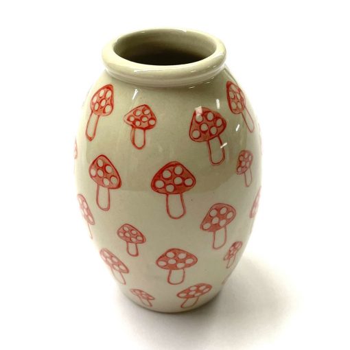 Red Mushroom Print Mini Vase